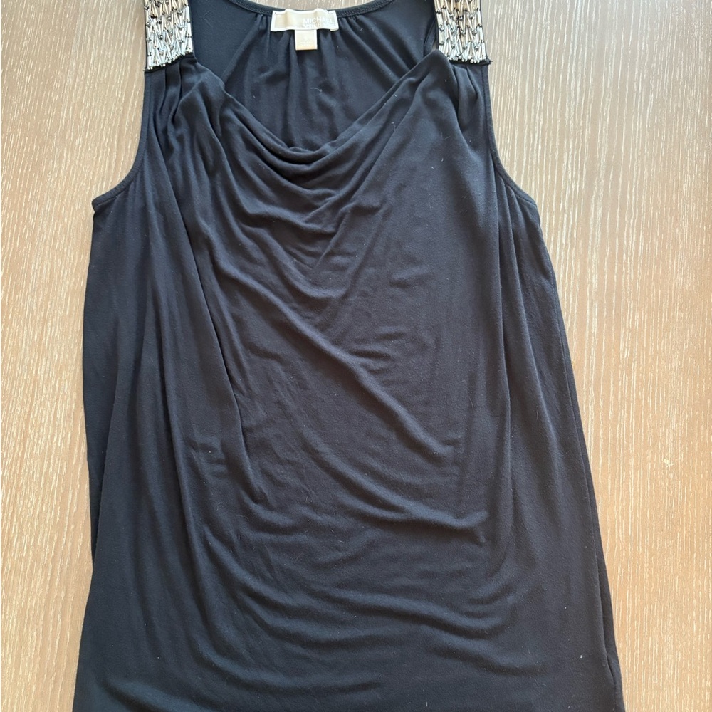 MICHAEL Michael Kors Black Tank Top with Silver Accents